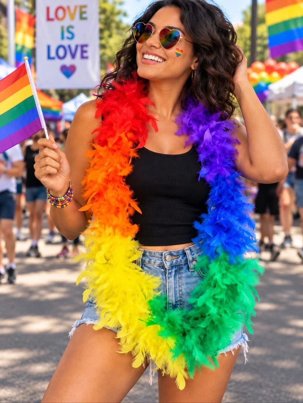 Rainbow Feather Boa Pride LGBTQ Party Costume Festival Accessory -Q